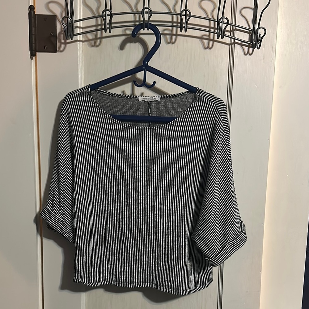 Caution To The Wind Black and White Striped Blouse